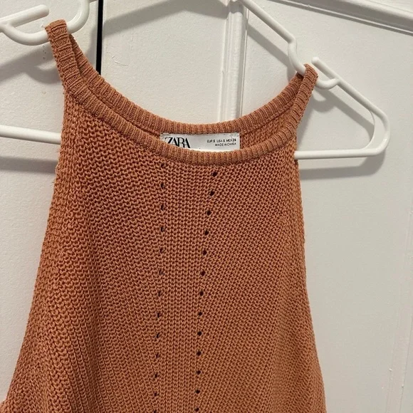 Zara crochet Burnt Orange Knit Tank Top Size Small Women’s - Picture 5 of 10